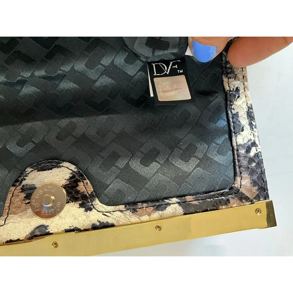 Diane von Furstenberg DVF Leopard Print Snakeskin Envelope Clutch